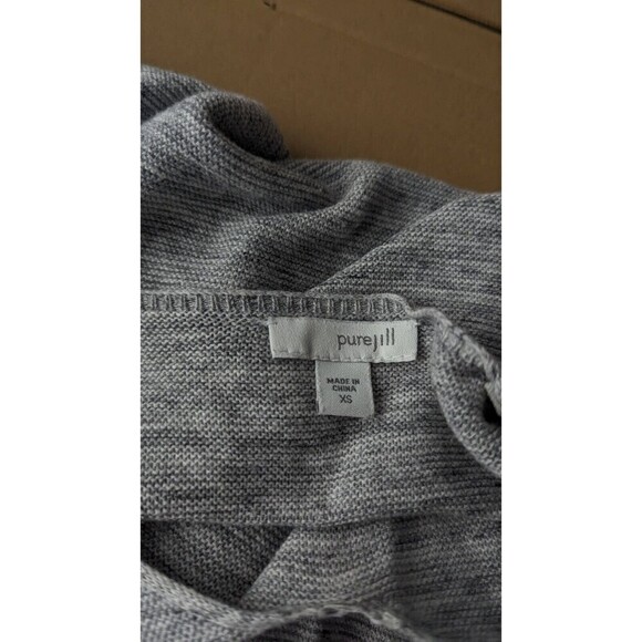 PureJill Heather Gray Side Slits Cotton Blend Stretch Knit Long Sweater XS‎ - Picture 5 of 9